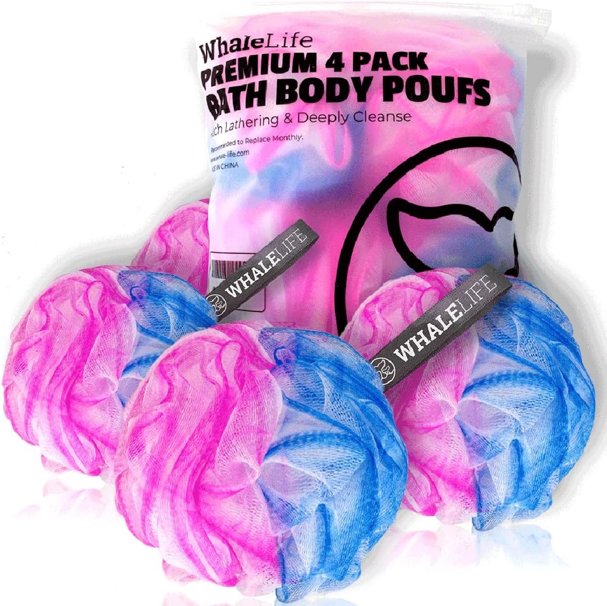 Luffa Spons Set 4 Stuks - XL Badspons voor Mannen en Vrouwen - Zacht en Verfrissend