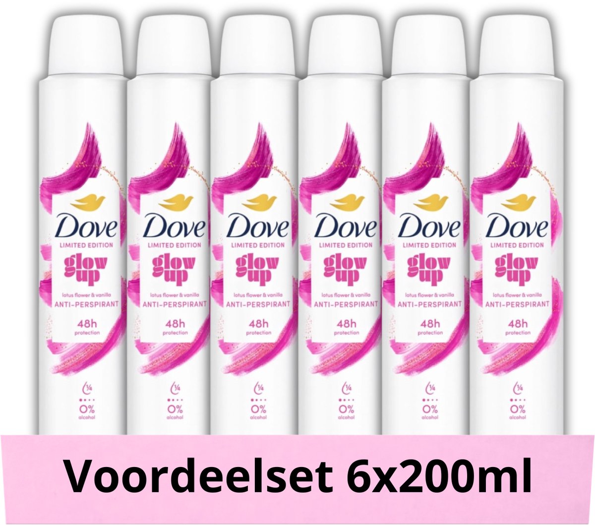 Dove Deodorant Spray Advanced Care Glow Up – 6x200ml – 72u Bescherming – Voordeelverpakking