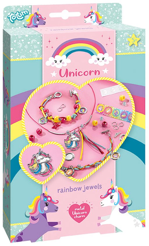 Totum Unicorn 2 armbandjes en ketting maken sieraden knutselset 25-delig met unicorn bedel sieraden cadeau tip speelgoed meisjes