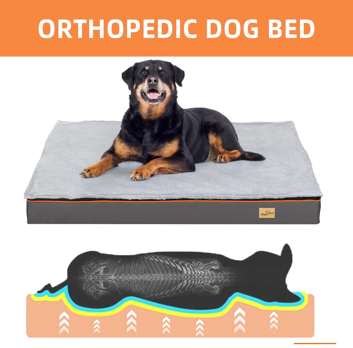Zolara Orthopedisch hondenkussen XL - MAND - Hondenbed - Honden kussen - Hond - Wasbare hoes - Dierenkussen - 110 × 85 × 10 cm -