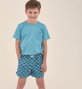 Little Label - Pyjama court garçon - vert baleine - 134-140 / 10Y - coton bio extra doux