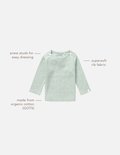 Lichtgroene, ribgebreide longsleeve met drukknoopjes, van biologisch katoen.