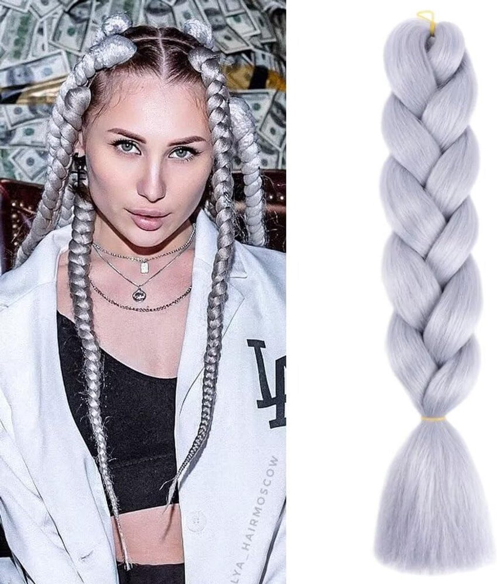 Synthetisch Haar om in te Vlechten Grijs 61 cm - Pre-stretched Extensions