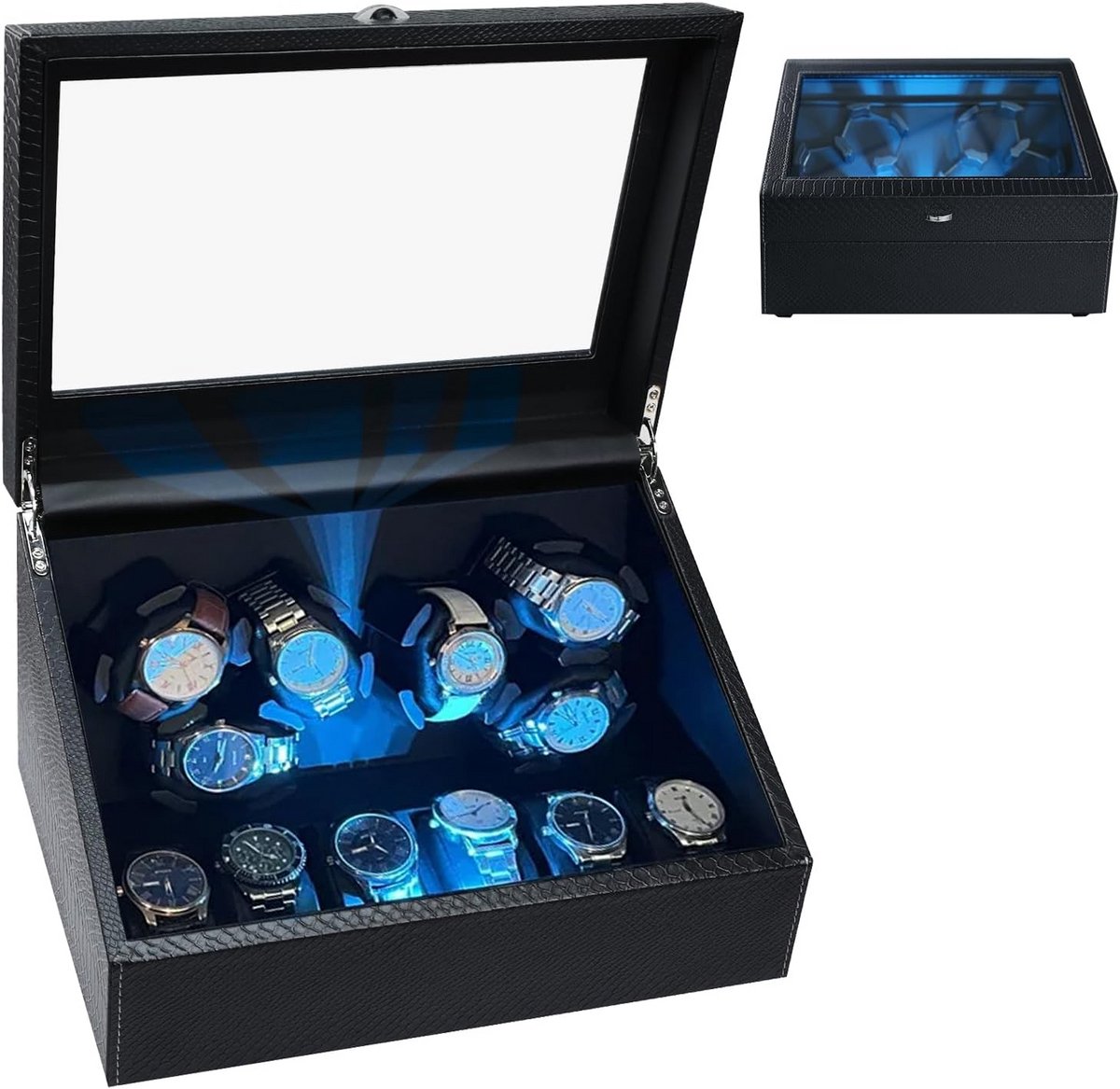 Horlogewinder voor 6 Automatische Horloges met Stille Motor en LED-Verlichting
