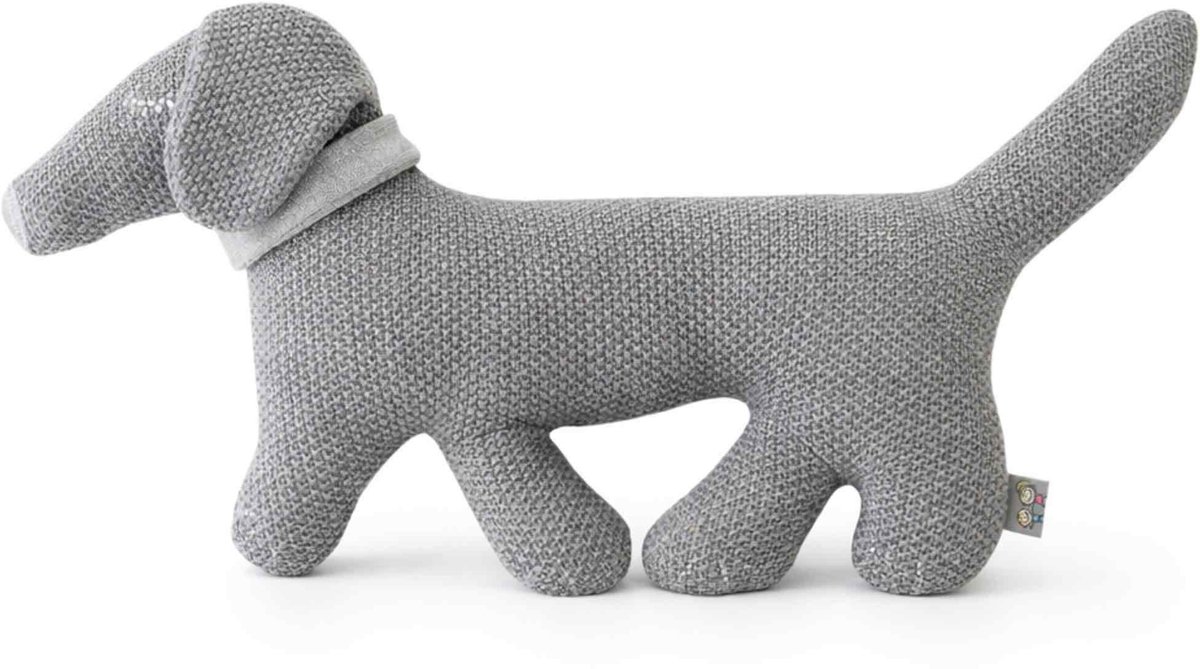 Sevira Kids - Knuffel hond teckel van biologisch katoen - Grijs