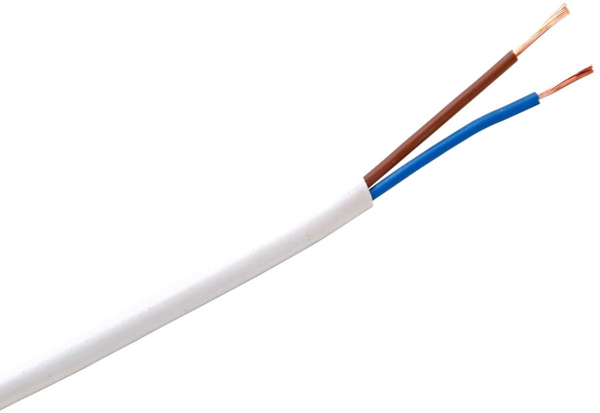 Flexibele Elektrische Aansluitkabel 2-aderig 0,75 mm² Wit voor Installatie en Verlengsnoer