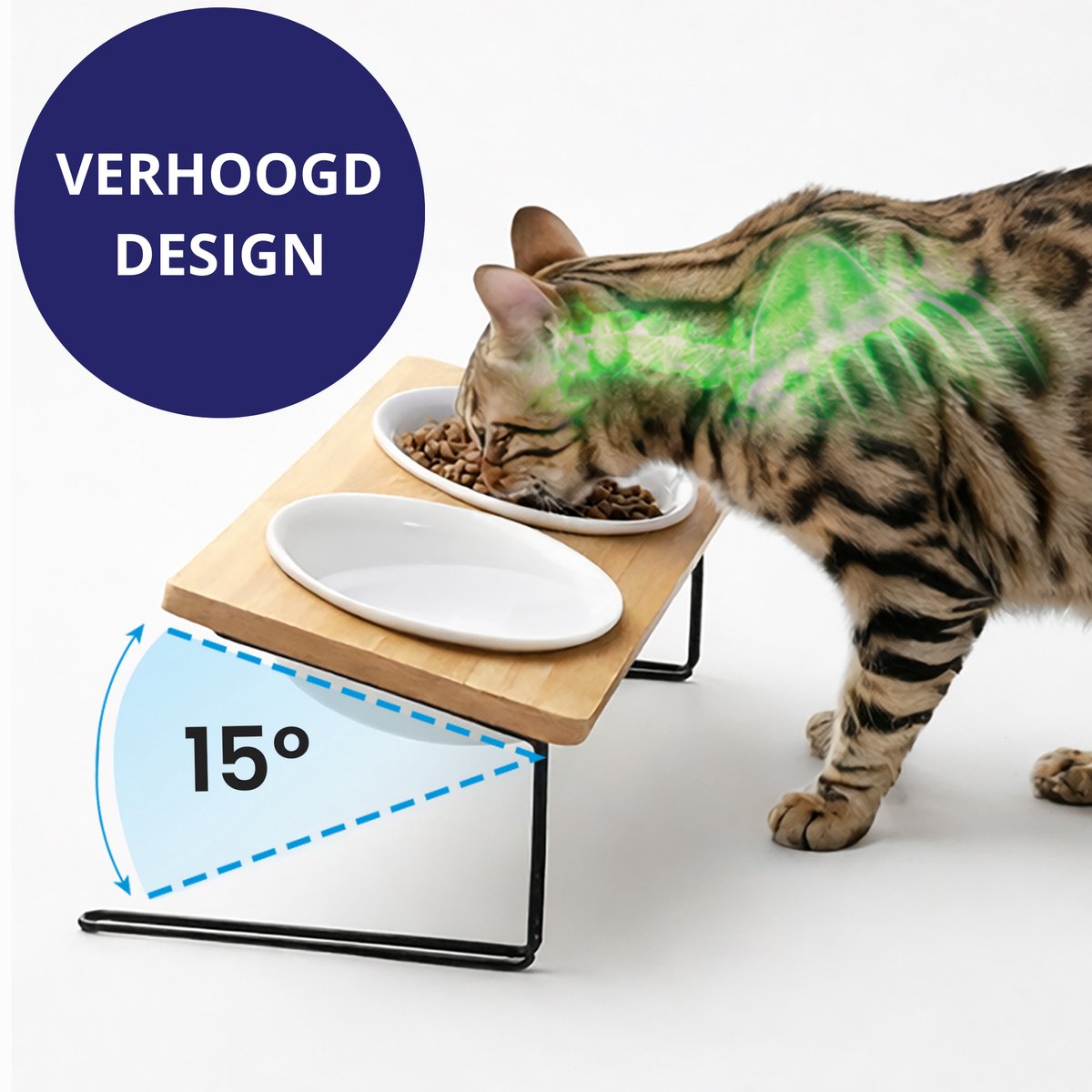 Calivo&Co® Voerbak Kat – Vaatwasserbestendig Katten Voerbak – Verhoogde Eetbak Kat – Eetkom Kat – Dubbele Kat Voerbak - Kattenvoerbakjes
