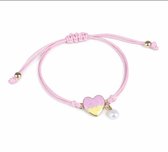 Armband Meisje- Touw Armband- Meisjes armbandje hartje- Armband Hartje- Koordarmband- Parel- Lichtroze- Touw- Kind- LiLaLove