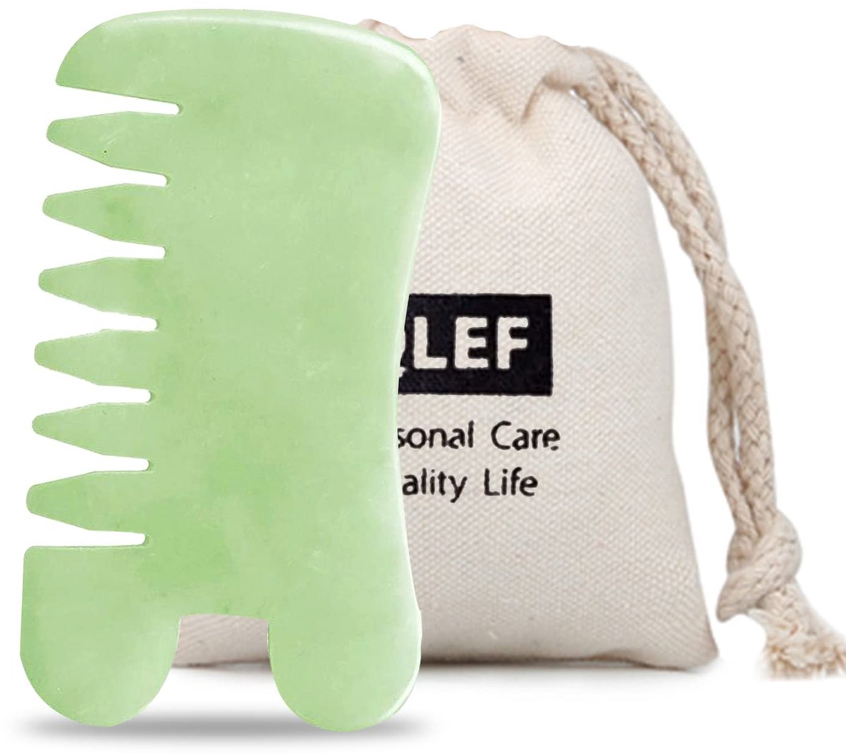 Jade Gua Sha Massage Tool - Handgemaakt van 100% Natuurlijke Jade - 7,62 x 2,54 x 2,54 cm