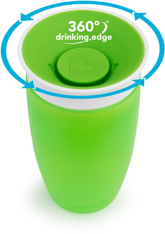 Munchkin 2pk Miracle Anti-Lek 360° Drinkbeker - Sippy Cup - Oefenbeker voor Baby en Kind - 2 Stuks - 296ml - Paars / Groen — afbeelding 3