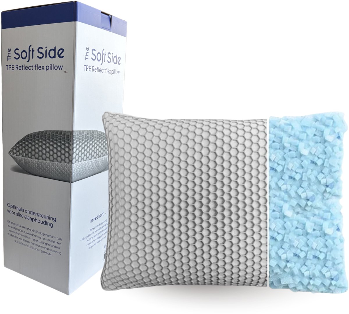 Soft Side® Hoofdkussen Traagschuim - Ergonomisch Memory Foam Kussen - Tegen Nekklachten - Aanpasbaar Slaapkussen - Pillow - Zijslaper, Rug-, & Buikslaper