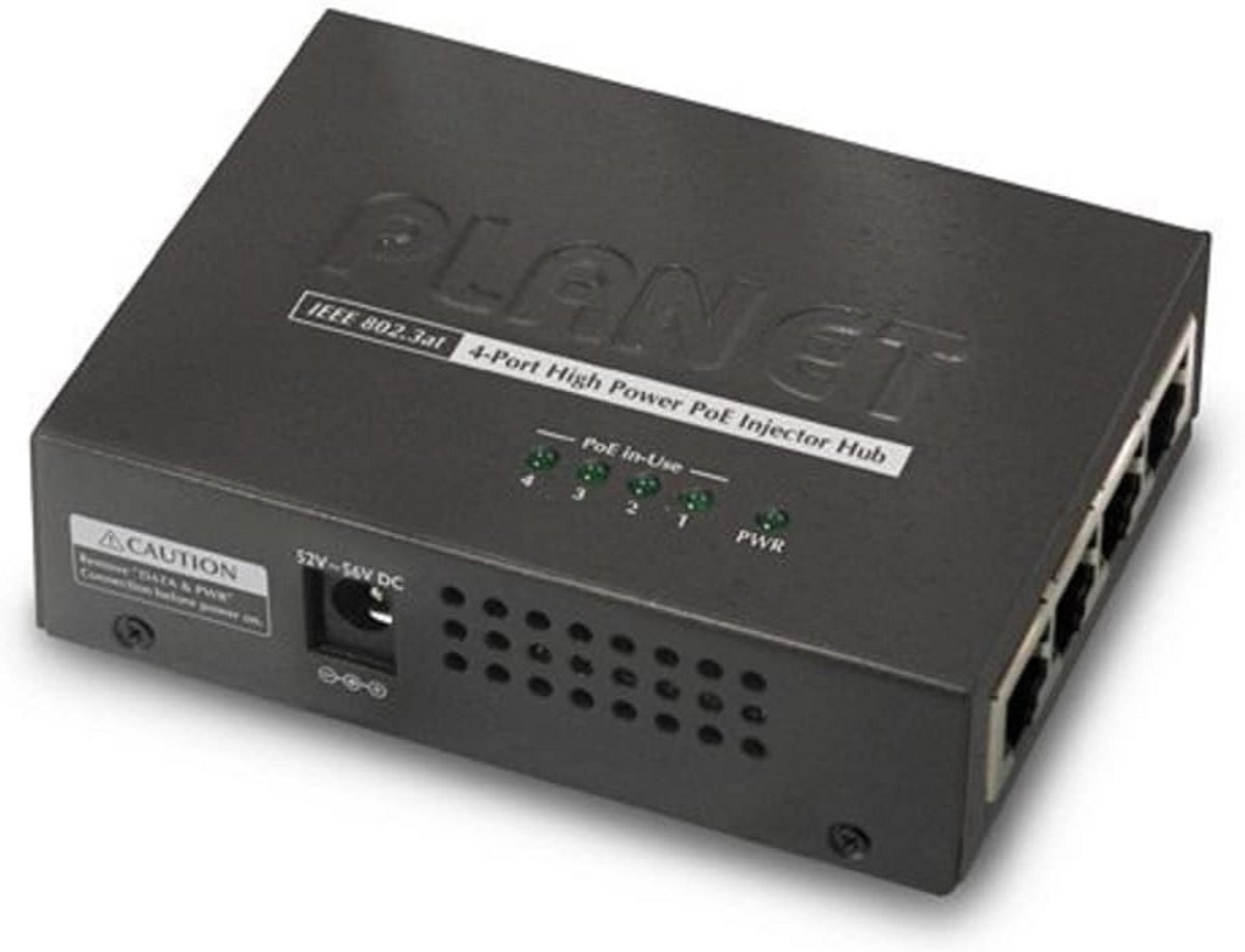 Gigabit PoE Injector Adapter 4-Poort 120W Power over Ethernet Hub