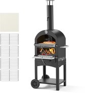 COSTWAY 4-in-1 Pizzaoven – Houtgestookt – Incl. Pizzasteen, Schep, Grillrooster & Waterdichte Hoes – Draagbaar Voor Tuin, Camping & Feest