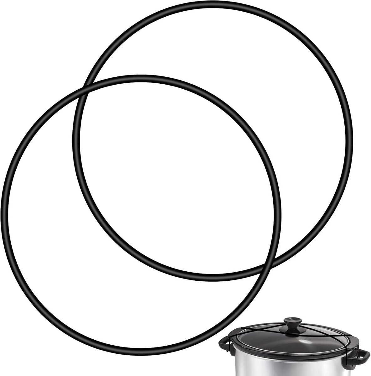 2x Universele Rubberen Sluitriem voor Slowcooker Deksel - Zwarte Siliconen Spanband voor Potdeksel