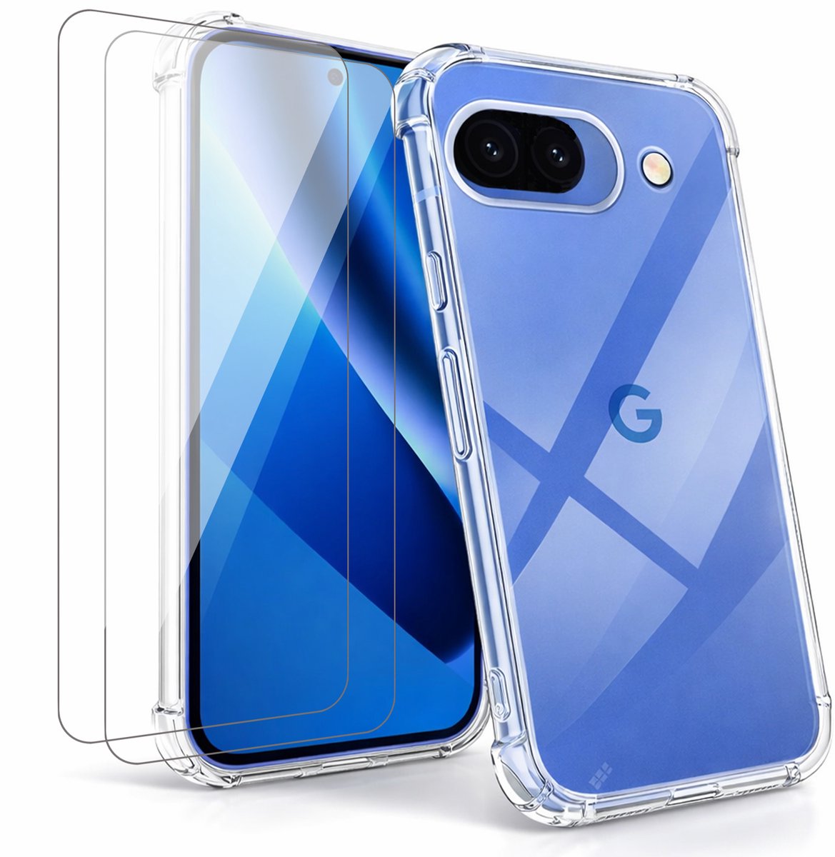 Hoesje geschikt voor Google Pixel 10a - 2x Screenprotector Glas - Shockproof Transparant