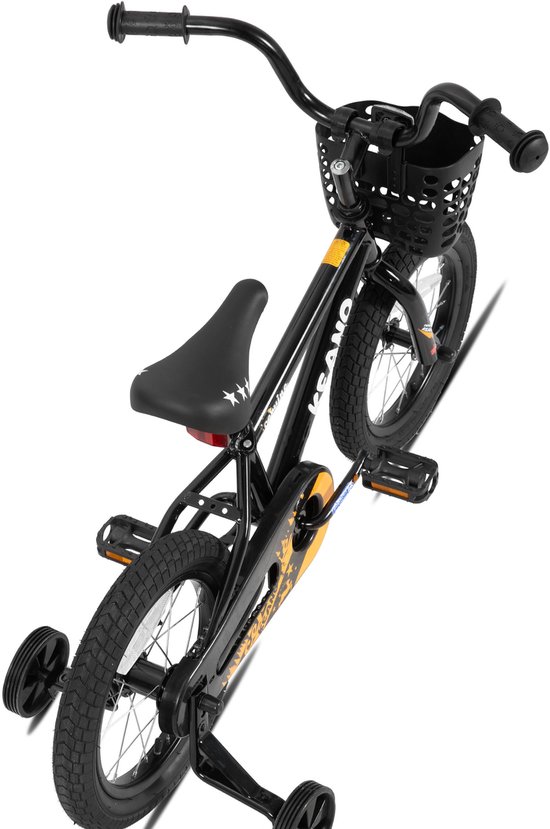 KEANO Cervine Stoere Kinderfiets - 16 Inch - Voor Jongens & Meisjes (4-7 Jaar) - BMX Stijl - Met Zijwieltjes & Mandje - Zwart - Geschikt voor buitenactiviteiten in de lente — afbeelding 3