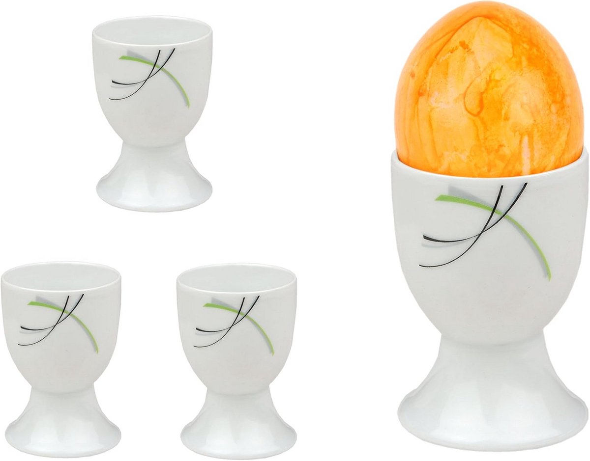 Set van 4 Witte Eierdopjes van Porselein - Ideaal voor Ontbijt en Brunch