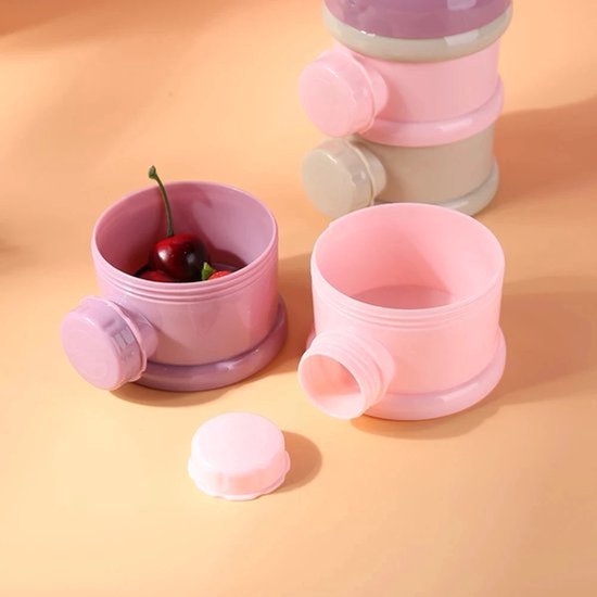 Melktoren - Baby melkpoeder doseerdoosjes - Bewaarbakjes babyvoeding - 4 laags - Melkpoeder doseerdoosjes - Melkpoeder toren - Melkpoeder bewaarbakjes - Melk poeder Dispenser - Melkpoeder Reisbox - Babyvoeding bewaarbox - BPA vrij - Roze van Pomè粉妈咪 — afbeelding 4