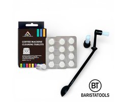 Onderhoudsset geschikt voor o.a. Sage / Breville / La Marzocco – Schoonmaaktabletten + Zetgroepborstel + Extra Borstelkoppen | Baristatools