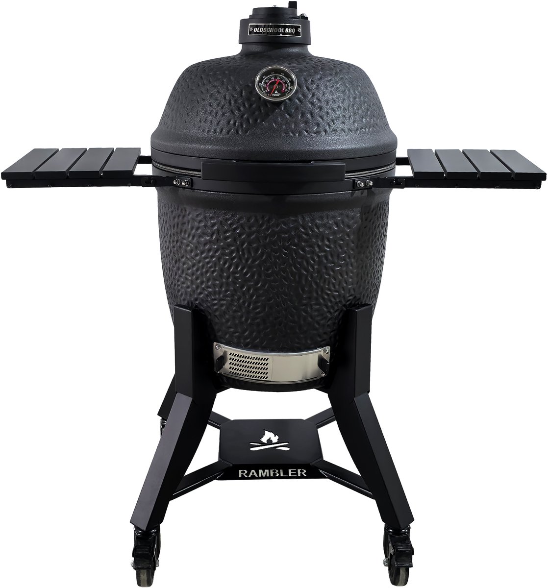 OldschoolBBQ Rambler Pro - Kamado Large - 46,5 cm rooster , 3 laags kooksysteem, compleet met hoes