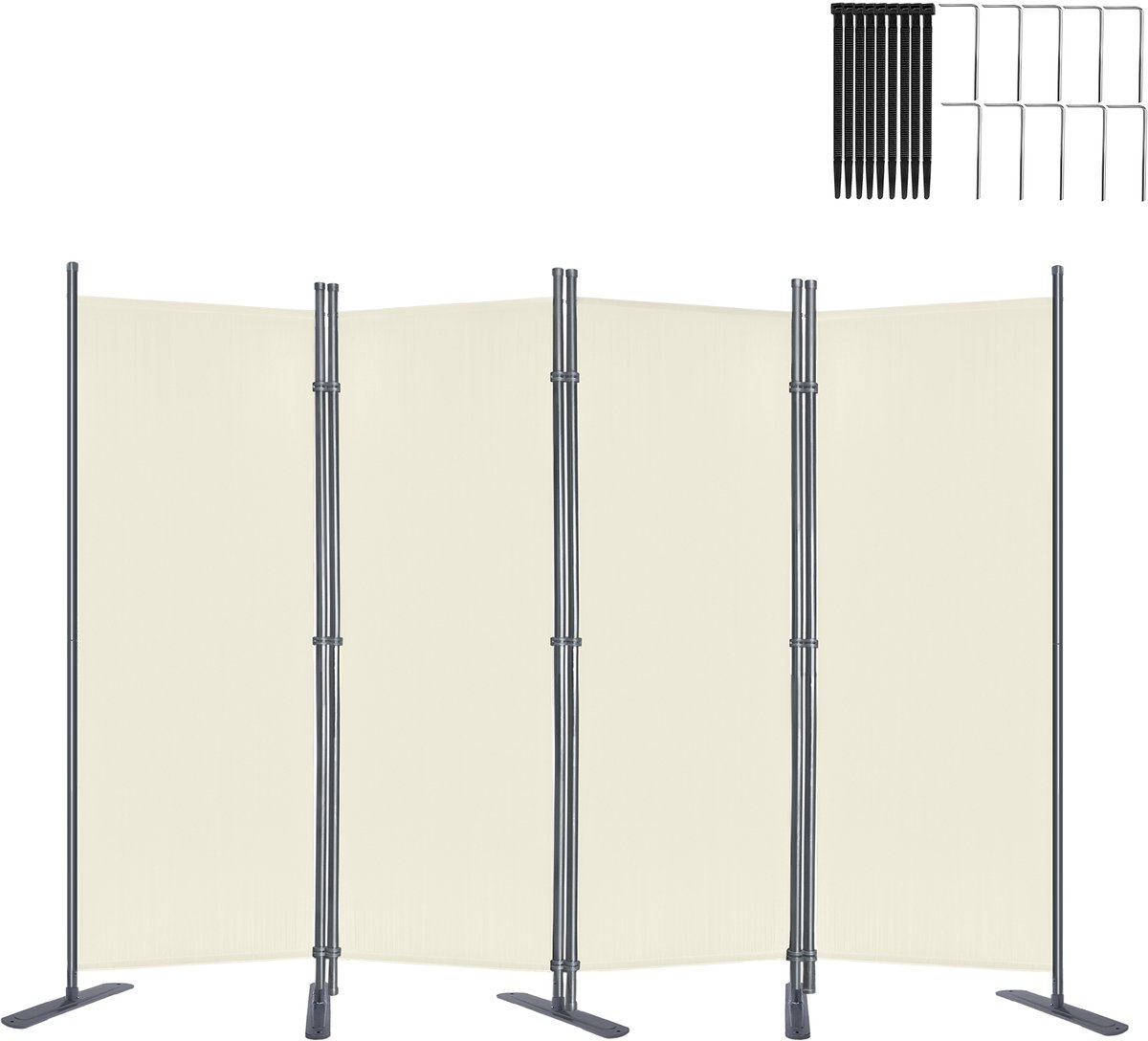 ACXIN Paravent Kamerscherm 4 Delig Vrijstaand 225x180cm Scheidingswand Balkon Woonkamer Tuin Beige