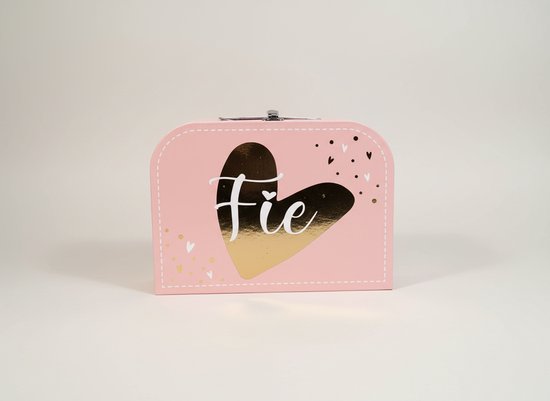 Hip met Pit Creaties Geboortecadeau - Koffertje roze - 30x20 cm - Gepersonaliseerd - Met geboortekaartje