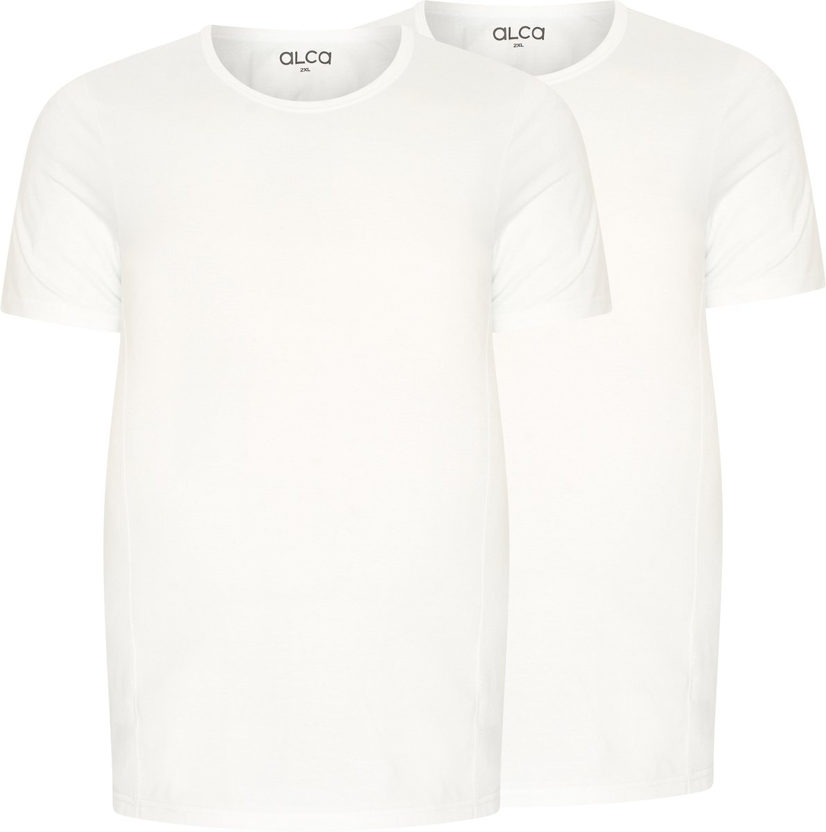Alca Fashion - Heren T-Shirt Ronde Hals - Wit 5XL - Grote Maten - 100% Katoen - 2-Pack