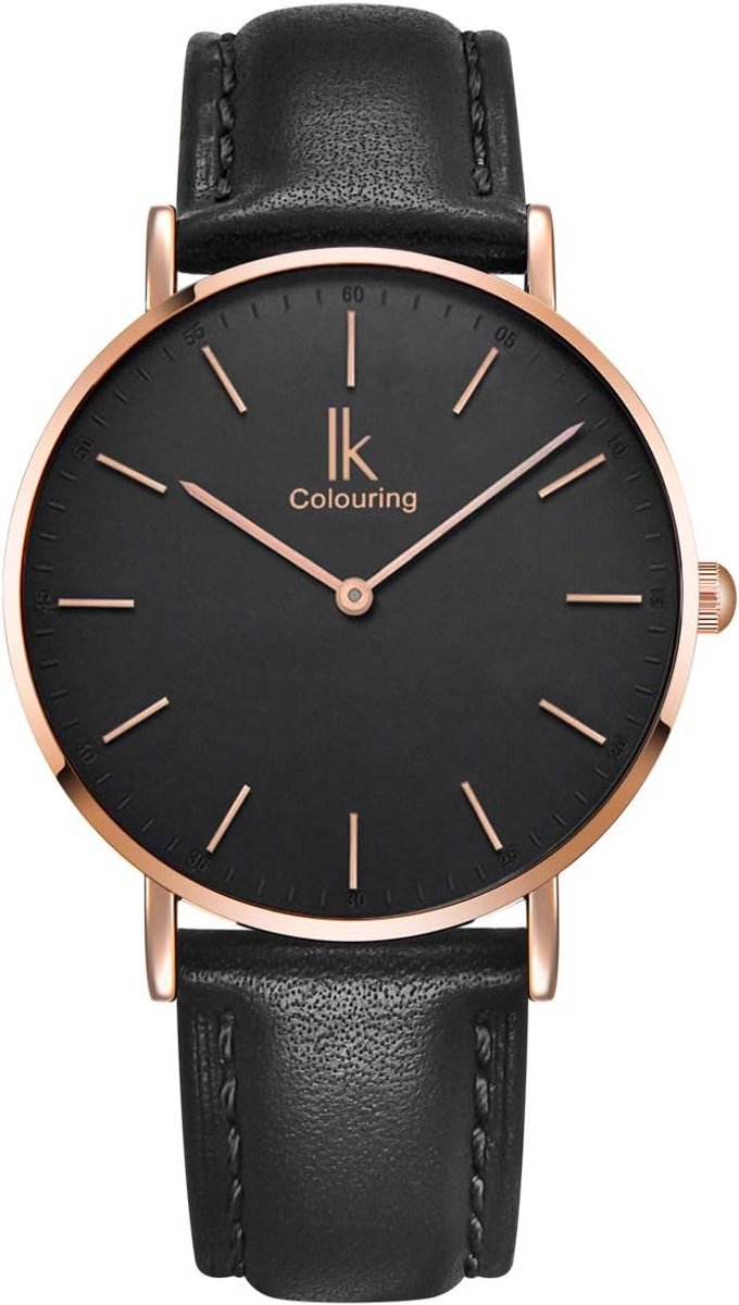 Ultradun Analoog Horloge Ø36mm met Leren Band - Unisex Model