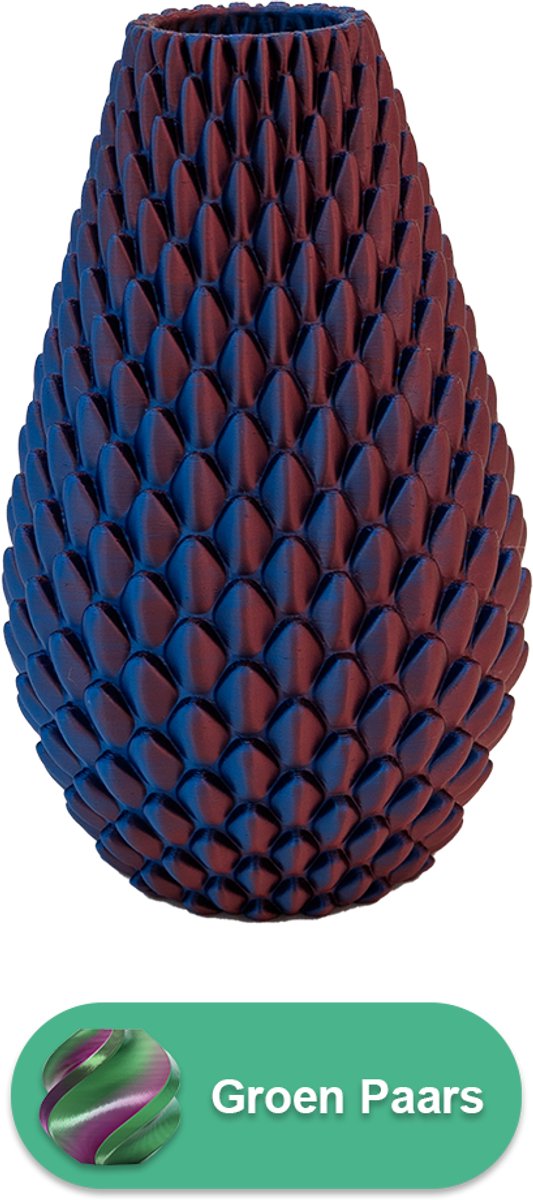 Lovora Myraka design vaas – Decoratieve vaas - Groen / Paars - 3d geprinte vaas – geschikt voor droogbloemen - 20CM