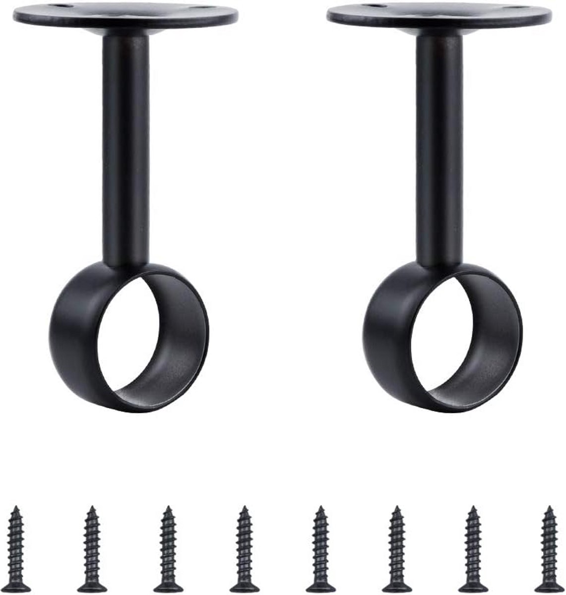 Plafondbevestiging Gordijnroede Zwart RVS 25mm Set van 2