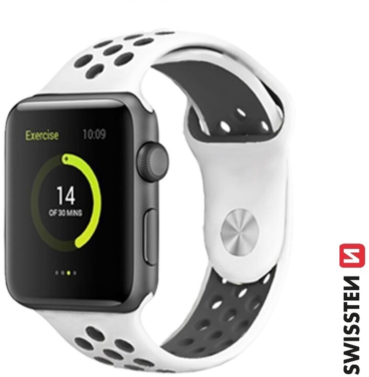 Swissten Sport Siliconen Band Geschikt voor Apple Watch 38-41mm – Wit – 46000602
