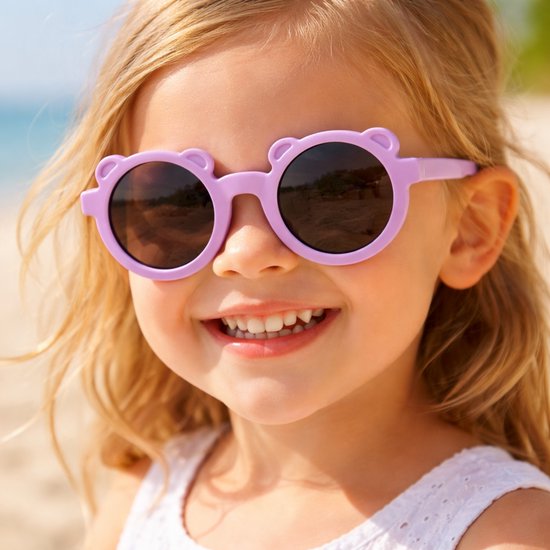 Meisjes zonnebril met Berenoortjes - Rond - UV Bescherming - Flexibel - 2-6 Jaar - Roze van Merkloos — afbeelding 2