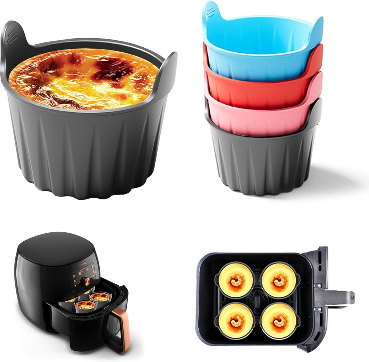 Set van 4 Siliconen Bakvormen voor heteluchtfriteuse Hittebestendig