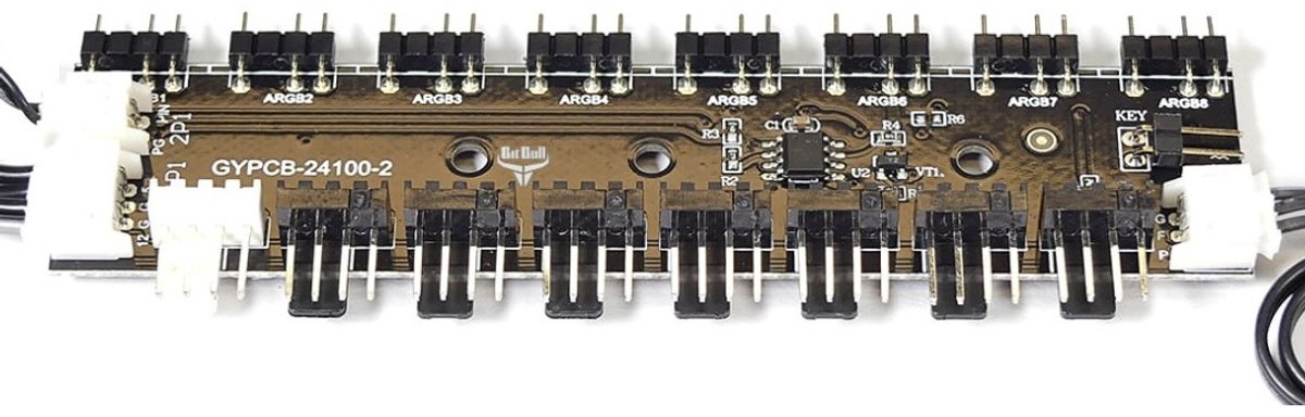 BitBull PWM & ARGB 8x Fan Hub Intern PC - aRGB Moederbord Connector 3Pin - PWM Moederbord Connector - Controller tot 8 Ventilatoren voor Computer Behuizing