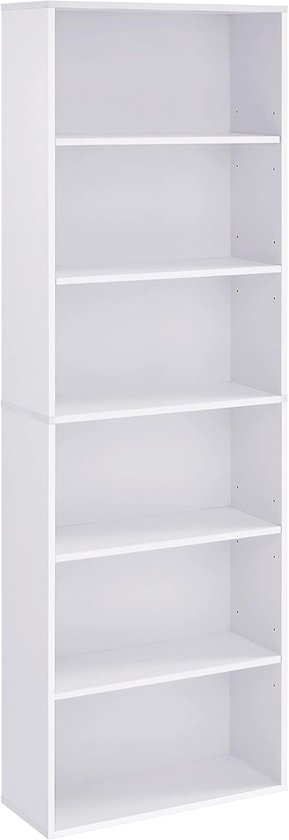 Hoppa! Boekenkast - Wit - Houtspaanplaat - 60 x 24 x 178 cm (B x D x H)