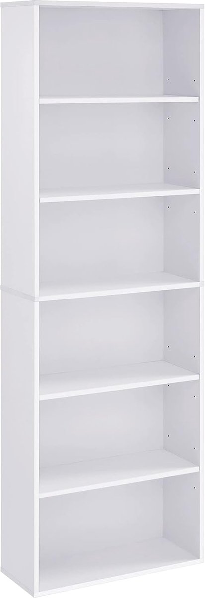 Hoppa! Boekenkast - Wit - Houtspaanplaat - 60 x 24 x 178 cm (B x D x H)