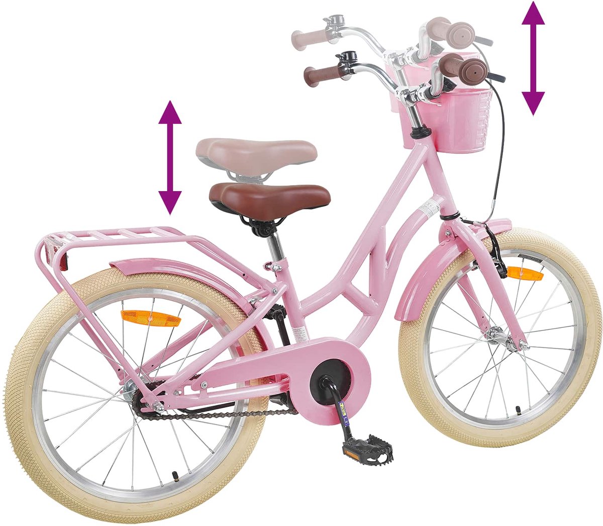 VidaXL Kinderfiets 24 Inch voor 8-12 jaar oud Licht Roze