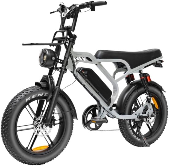 QMWHEEL V20 Limited Elektrische Fatbike - Dubbele Achtervering - 20 Inch - 250W Motor - 7 Versnellingen - 80 km Actieradius - Hydraulische Schijfremmen - Nardo Grijs van QmWheel — afbeelding 3
