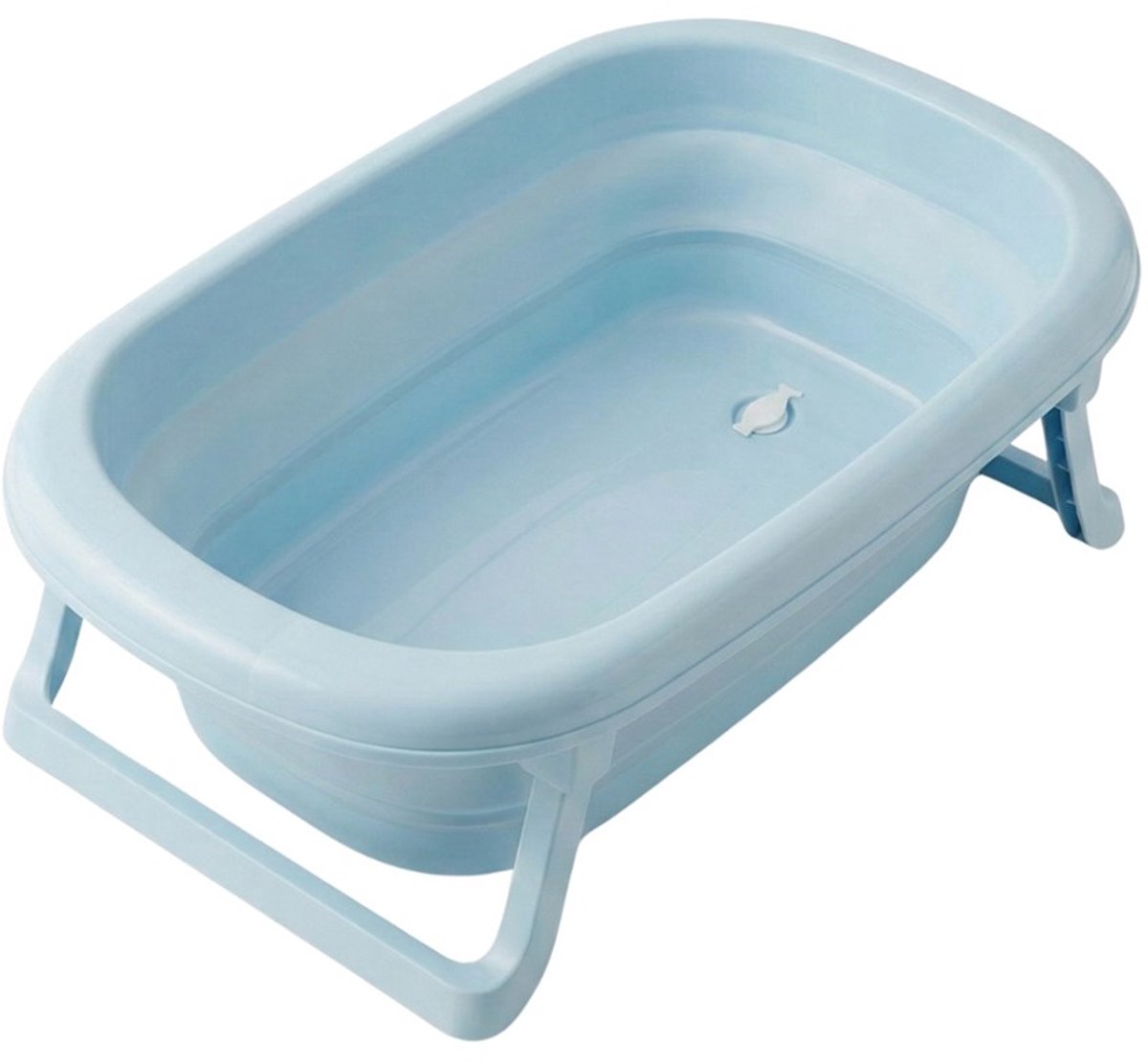TEGA - Babybadje - Opvouwbaar blauw polypropyleen met afvoerstop en thermometer - babybad - babyverzorging - ruimtebesparend - ergonomisch - compact - badje - verzorging - opvouwbaar