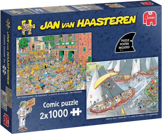 Jan van Haasteren - Hollandse Tradities: De Kaasmarkt & Skûtsjesilen - 2x 1000 stukjes puzzel