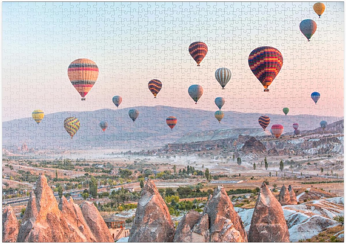 Puzzel 1000 Stukjes Luchtballonnen Over Rotslandschap Cappadocië Turkije