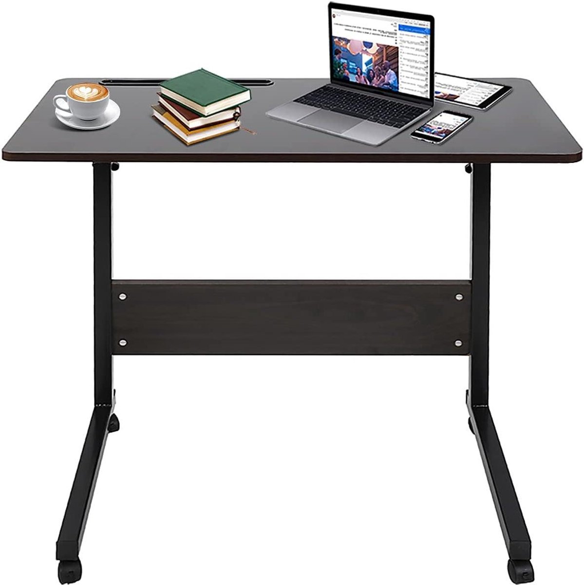 Verstelbare C-vormige Overbed Tafel voor Laptop op Wielen - Ideaal voor Bed en Bank - Multifunctioneel Bureau met Verstelbare Hoogte