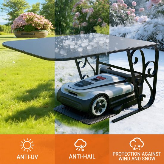 Maaierrobot Garage van Aluminium Composiet Zwart - 80x56x43 cm Waterdichte Opbergbox met Ventilatie voor Optimale Bescherming — afbeelding 4