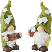 J-Line Lutin Bienvenue + Cache-Pot - argile - vert/blanc - small - 2 pièces