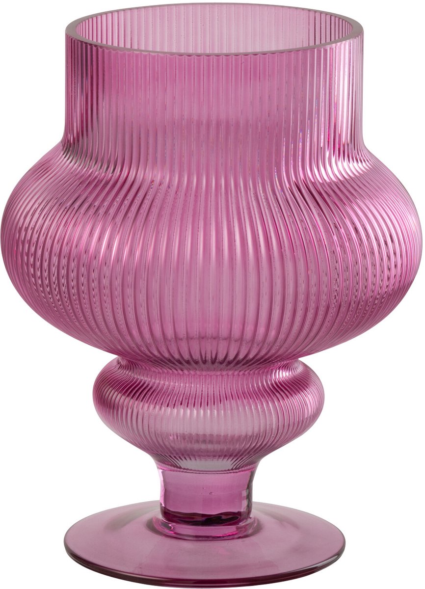 J-Line vaas Ada Geribbeld - glas - fuchsia - small