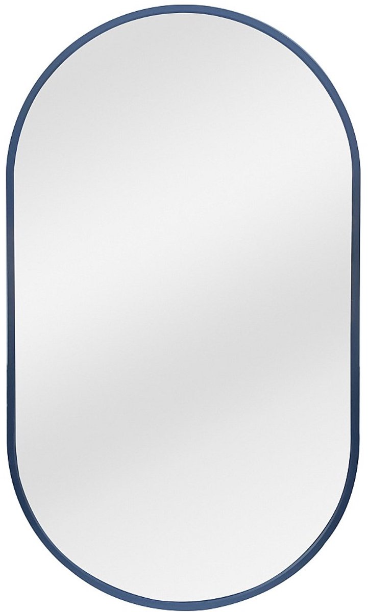 Vente-unique Ovale spiegel in aluminium - H 70 x B 40 cm - Zwart - INARA