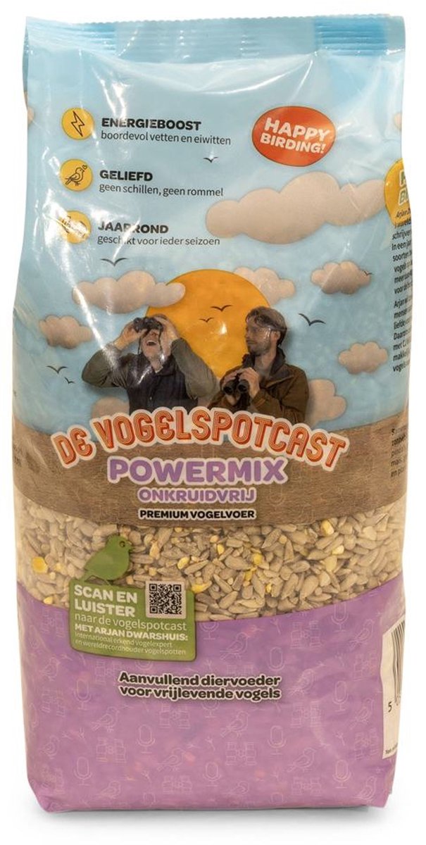 Vogelspotcast 1kg Powermix Vogelvoer - Voor Buitenvogels & Tuinvogels - Tuinvogelvoer voor Voedertafel & Voedersilo - Rijk aan Eiwitten & Vet