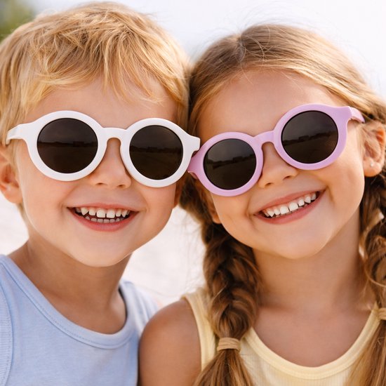 Kinderzonnebril - Rond - UV Bescherming - Flexibel - 0-6 Jaar - Wit van Merkloos — afbeelding 2