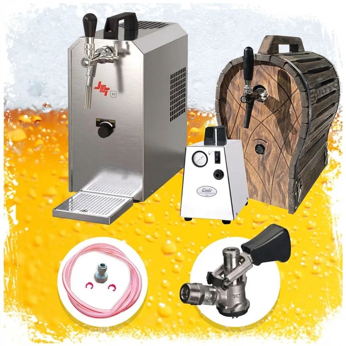 Complete Set Biertap JET 30 - 1-kraans droogkoeler 35 l/uur + houten vat