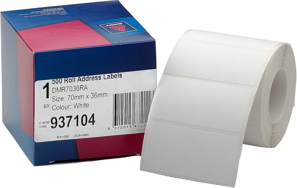 Adresetiketten op Rol, 70x36 mm, 500 Stuks, Beschrijfbaar